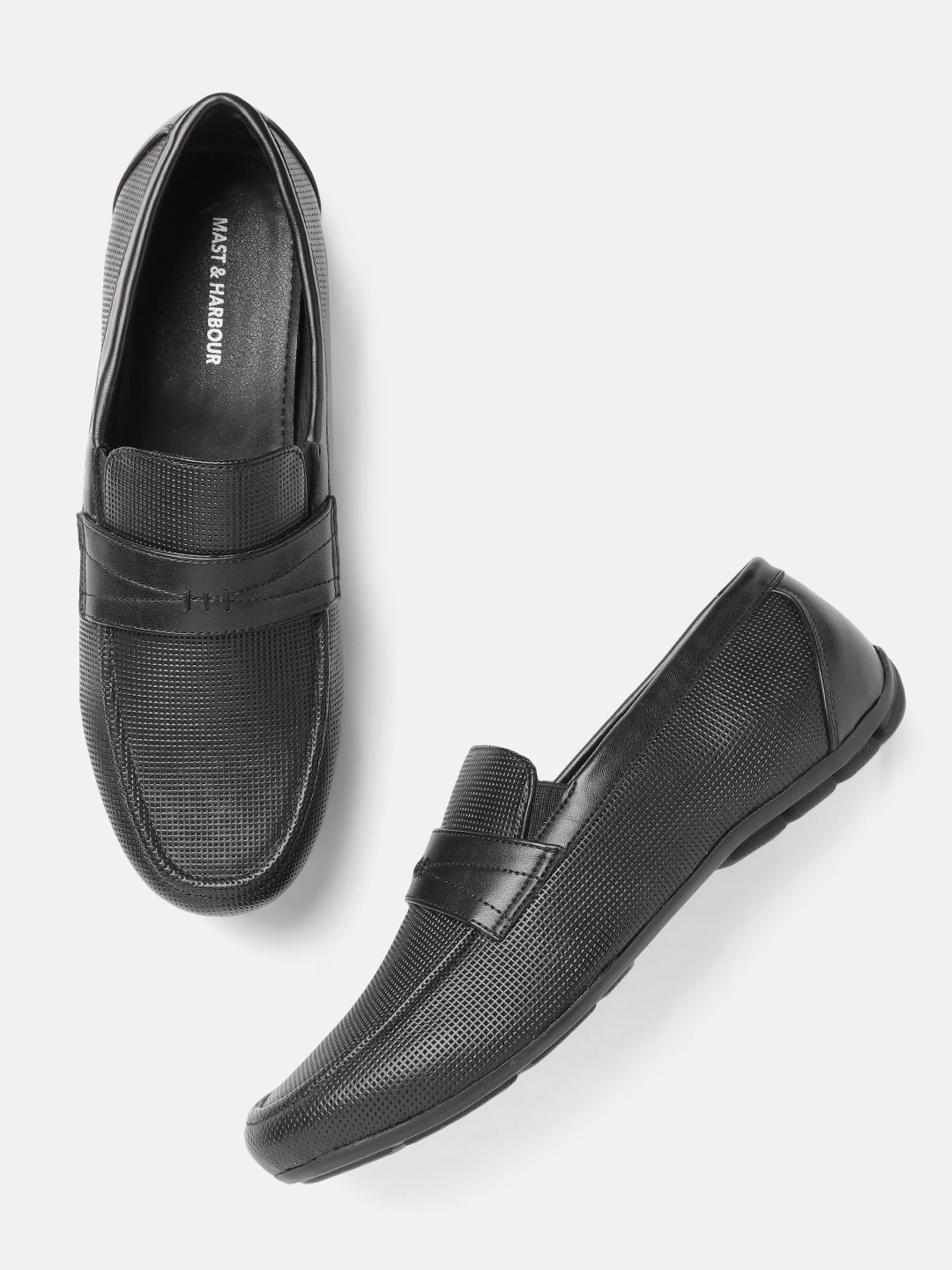 

Mast & Harbour Men Black Textured Loafers