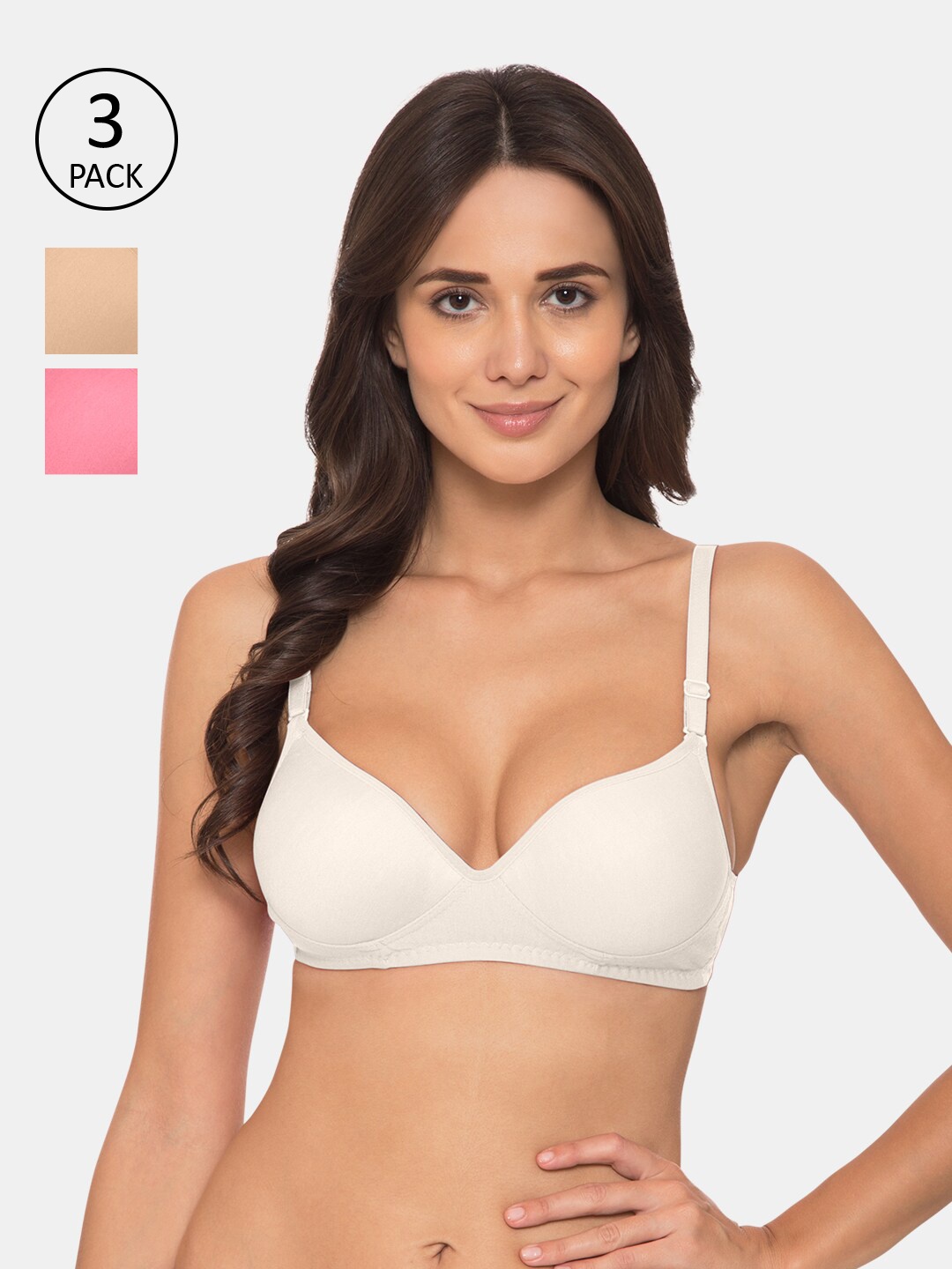 

KOMLI Pack Of 3 T-shirt Bra Heavily Padded, Off white
