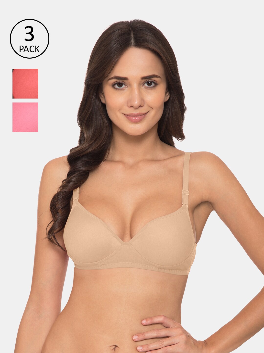 

KOMLI Pack Of 3 T-shirt Bra - Heavily Padded, Beige