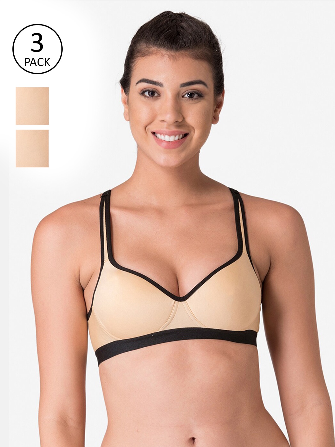 

KOMLI Pack Of 3 Workout Bra Lightly Padded K-9411-3PC, Beige