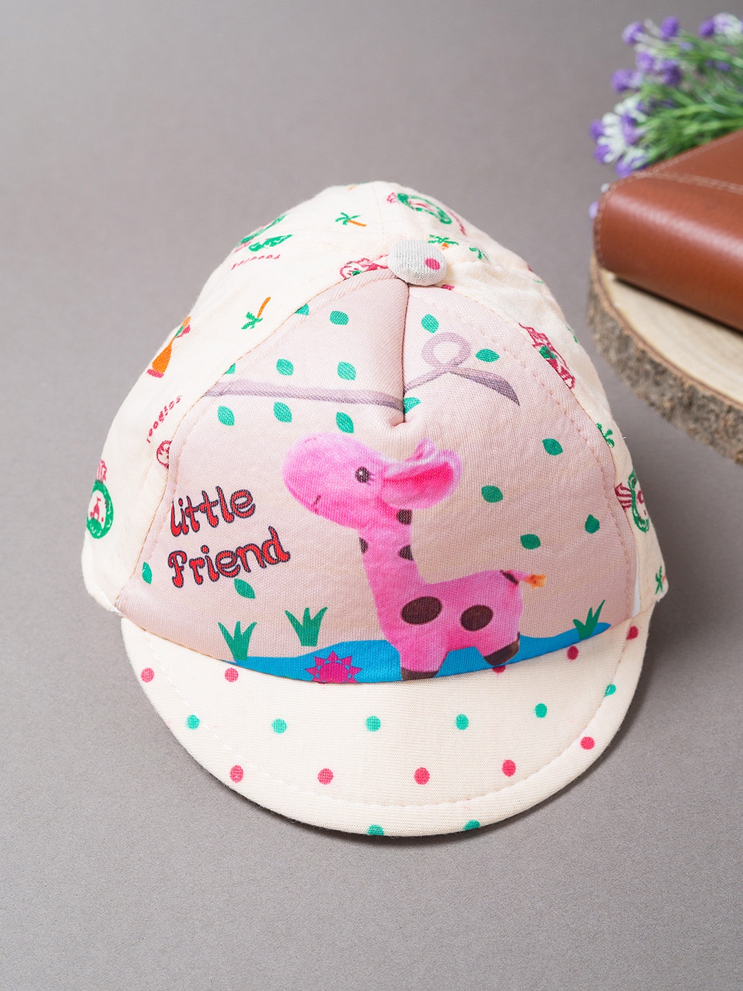 

Golden Peacock Unisex Kids Cream-Coloured & Brown Printed Snapback Cap