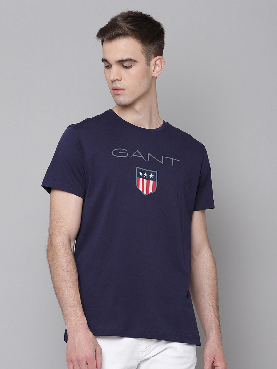 

GANT Men Navy Blue Printed T-shirt