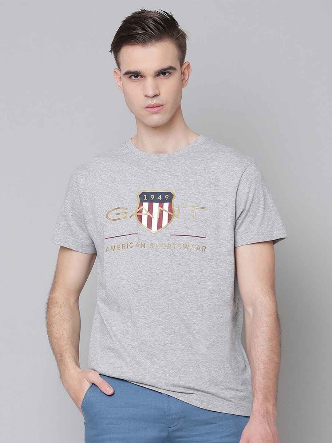 

GANT Men Grey Typography Printed T-shirt