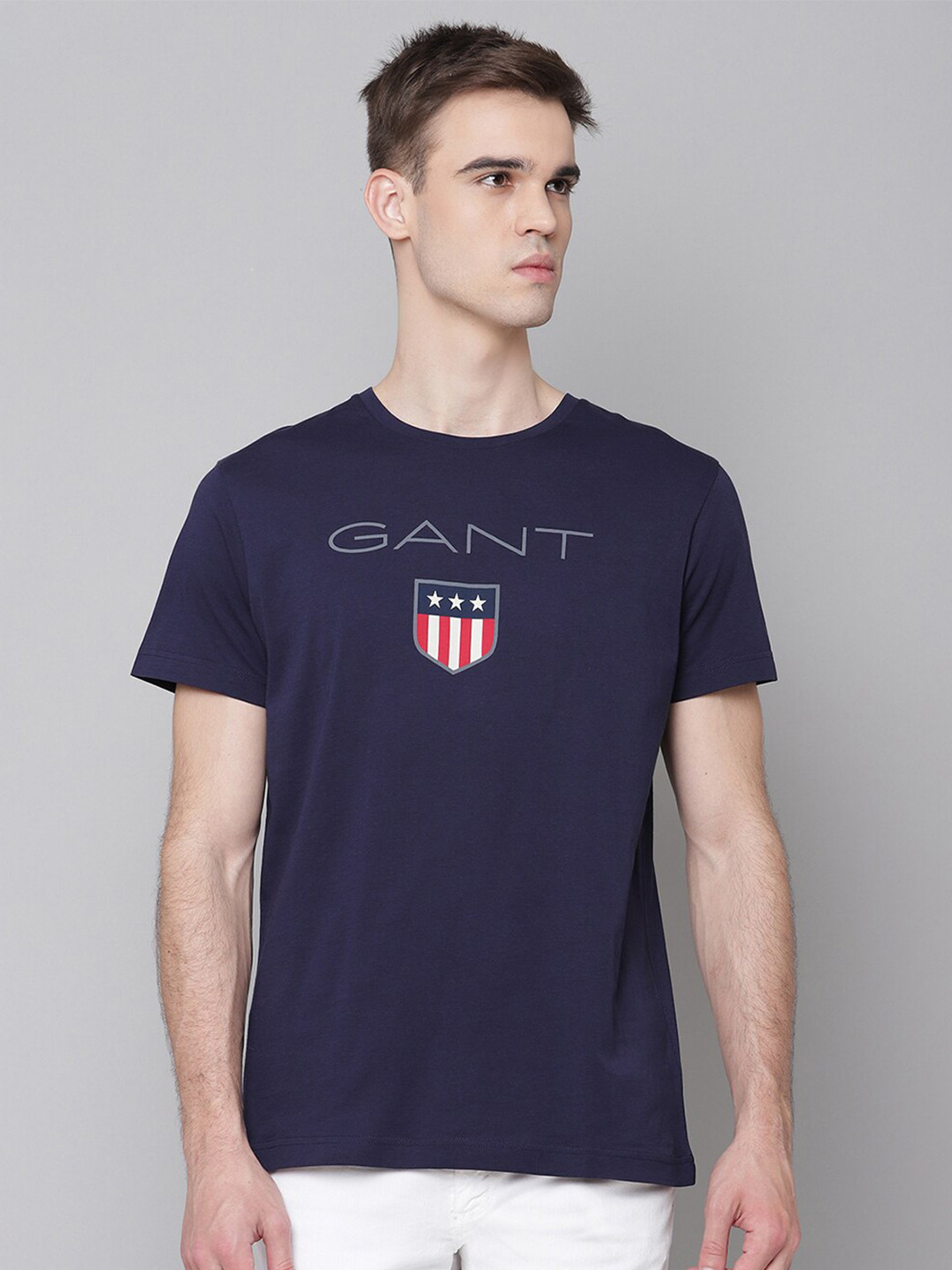 

GANT Men Navy Blue Typography Printed T-shirt