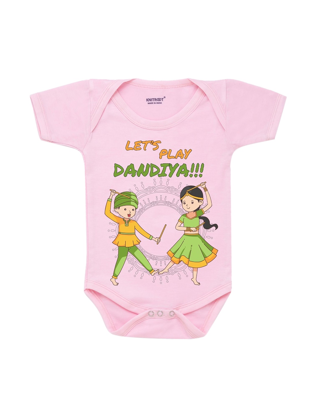 

KNITROOT Infant Kids Pink Play Dandiya Baby Romper