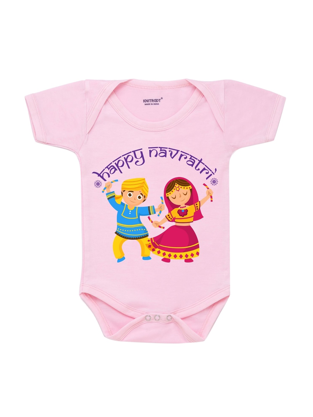 

KNITROOT Kids-Unisex Pink & Multicoloured Printed Bodysuit
