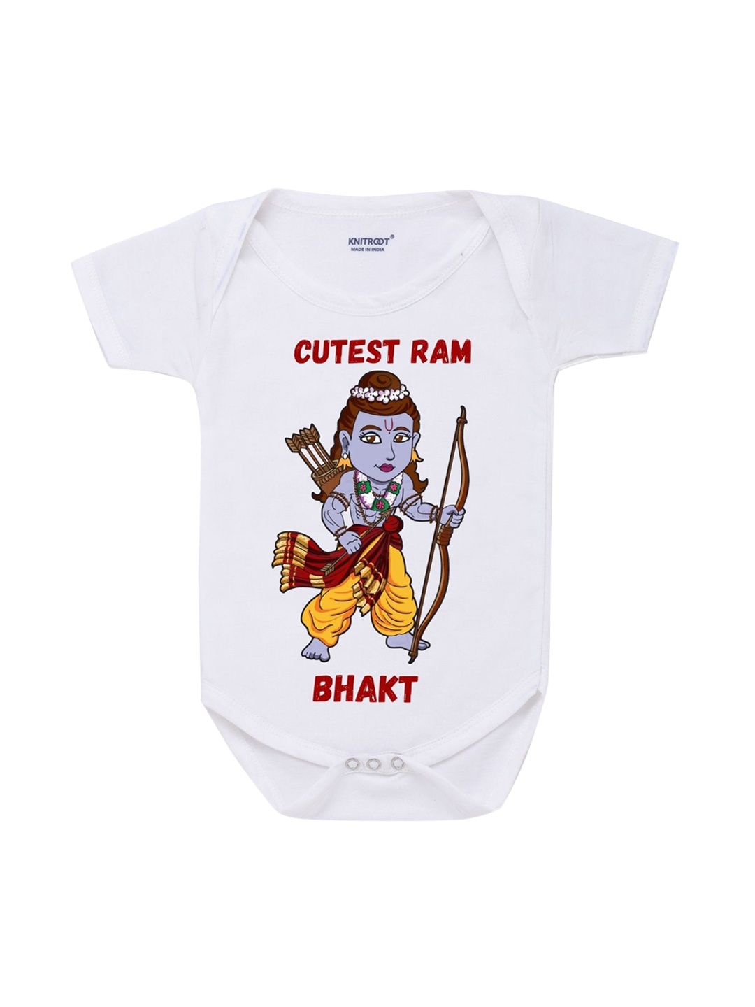 

KNITROOT Infant Kids White Cotton Cutest Ram White Baby Romper