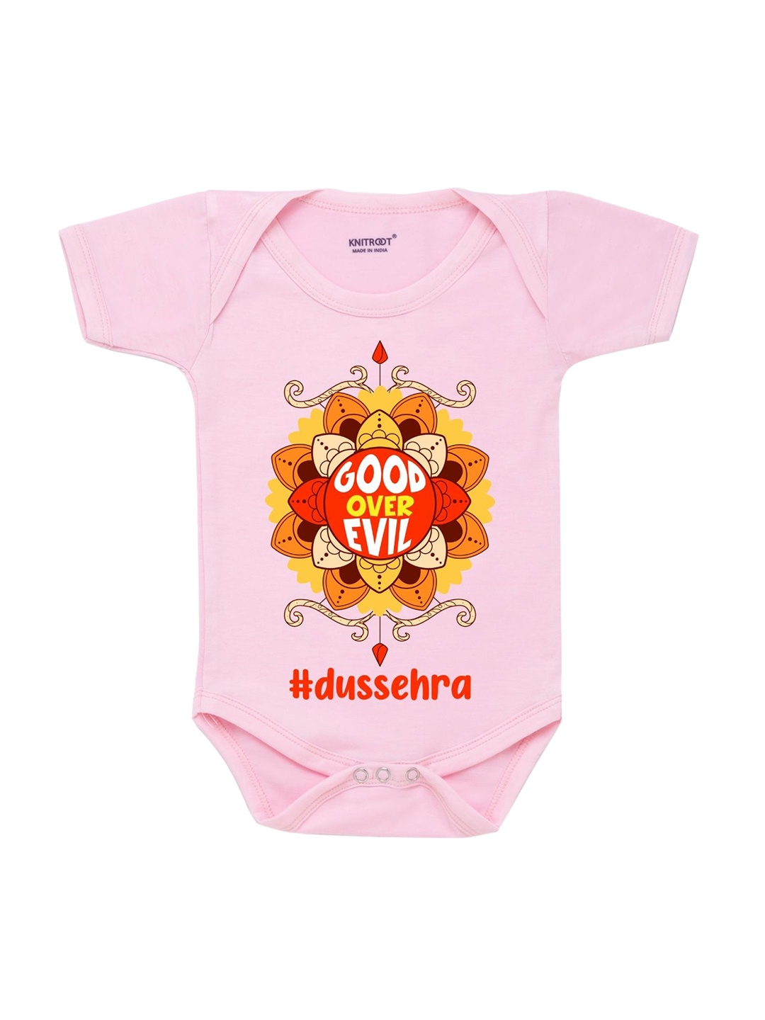 

KNITROOT Infant Kids Pink Cotton Good Over Evil Baby Romper