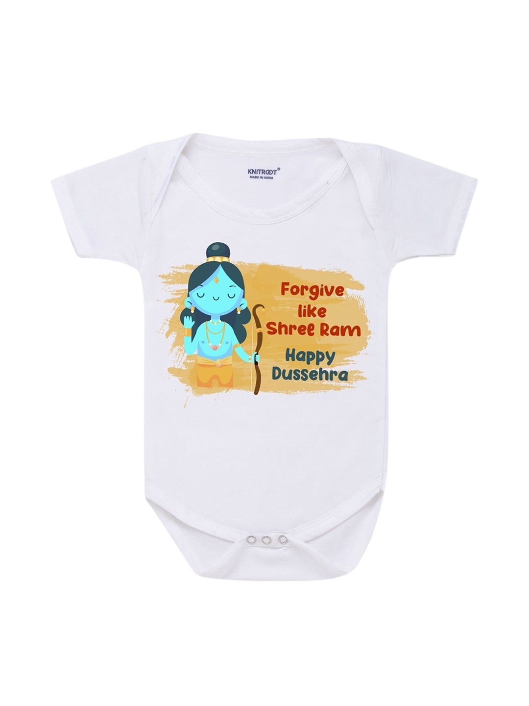 

KNITROOT Infant Kids White Cotton Forgive Like Ram Baby Romper