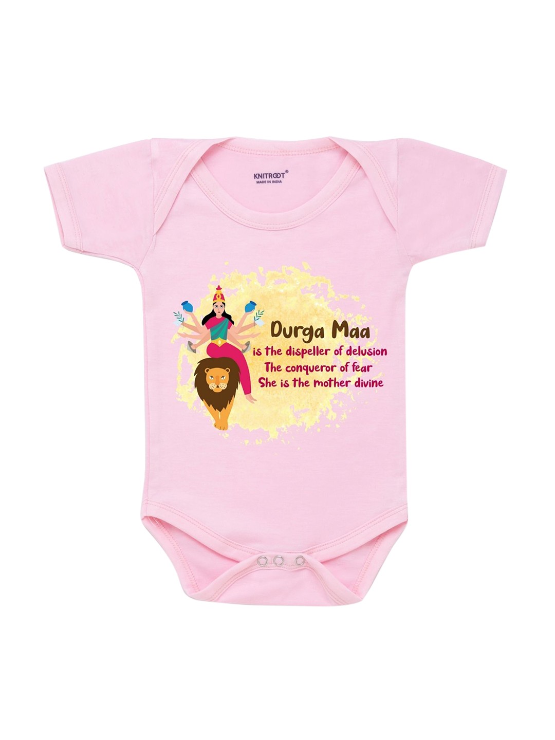 

KNITROOT Pink & Multicoloured Printed Cotton Bodysuit
