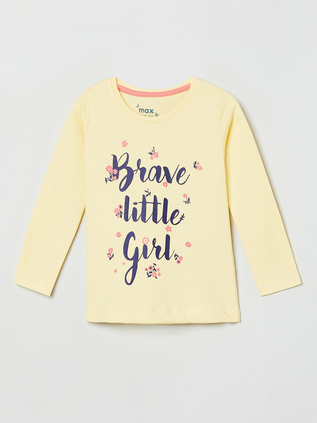 

Max Girls Yellow Printed Cotton Regular Top