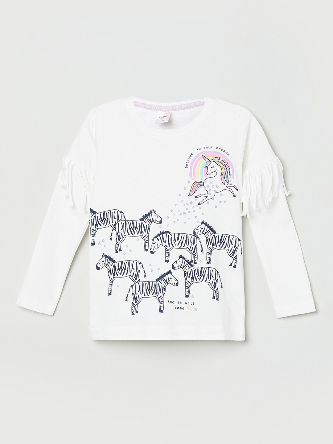

max Girls Off White & Black Regular Top