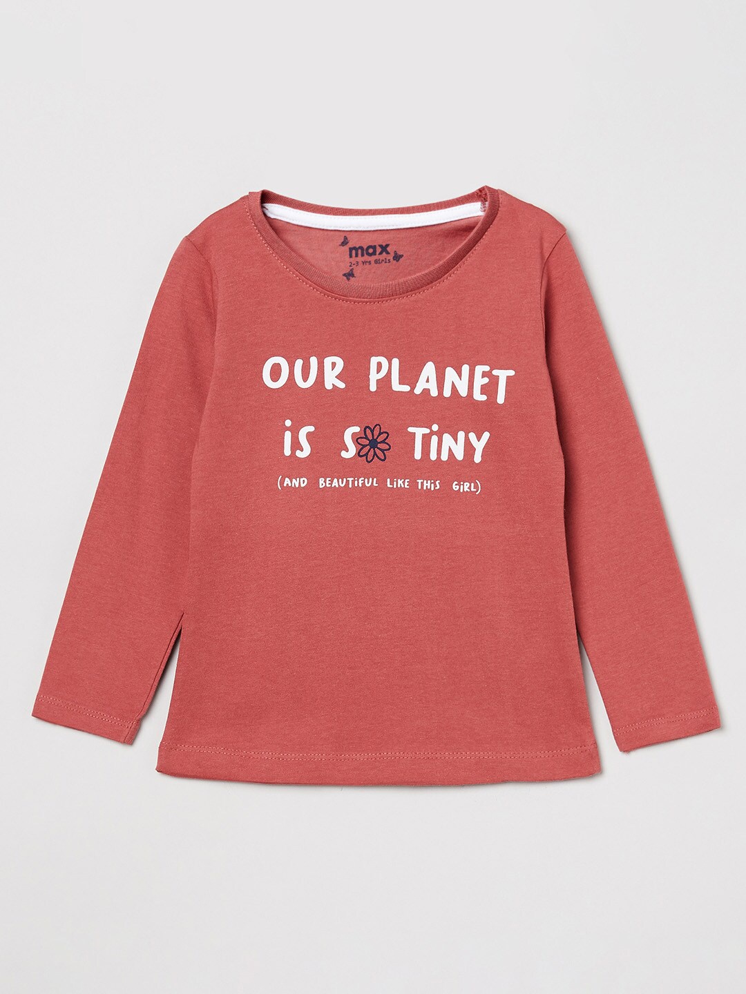 

max Girls Rust Red Printed Cotton Sweatshirt