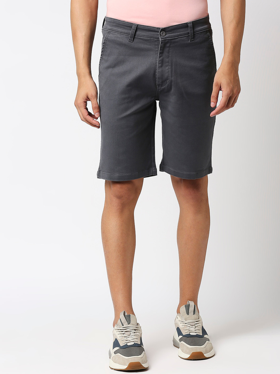 

High Star Men Grey Slim Fit Regular Shorts