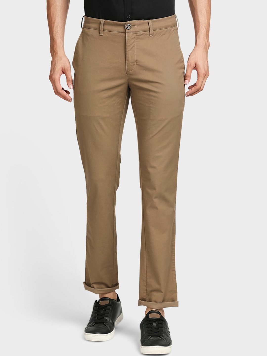 

ColorPlus Men Khaki Solid Regular Casual Trousers