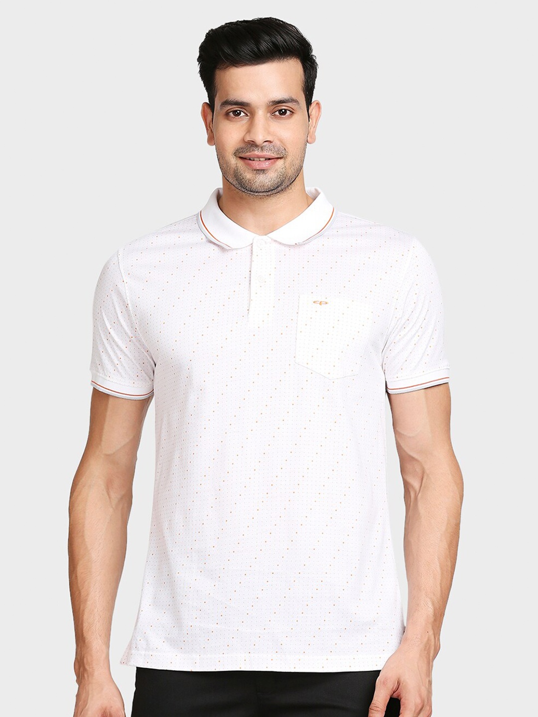 

ColorPlus Men White Printed Polo Collar T-shirt