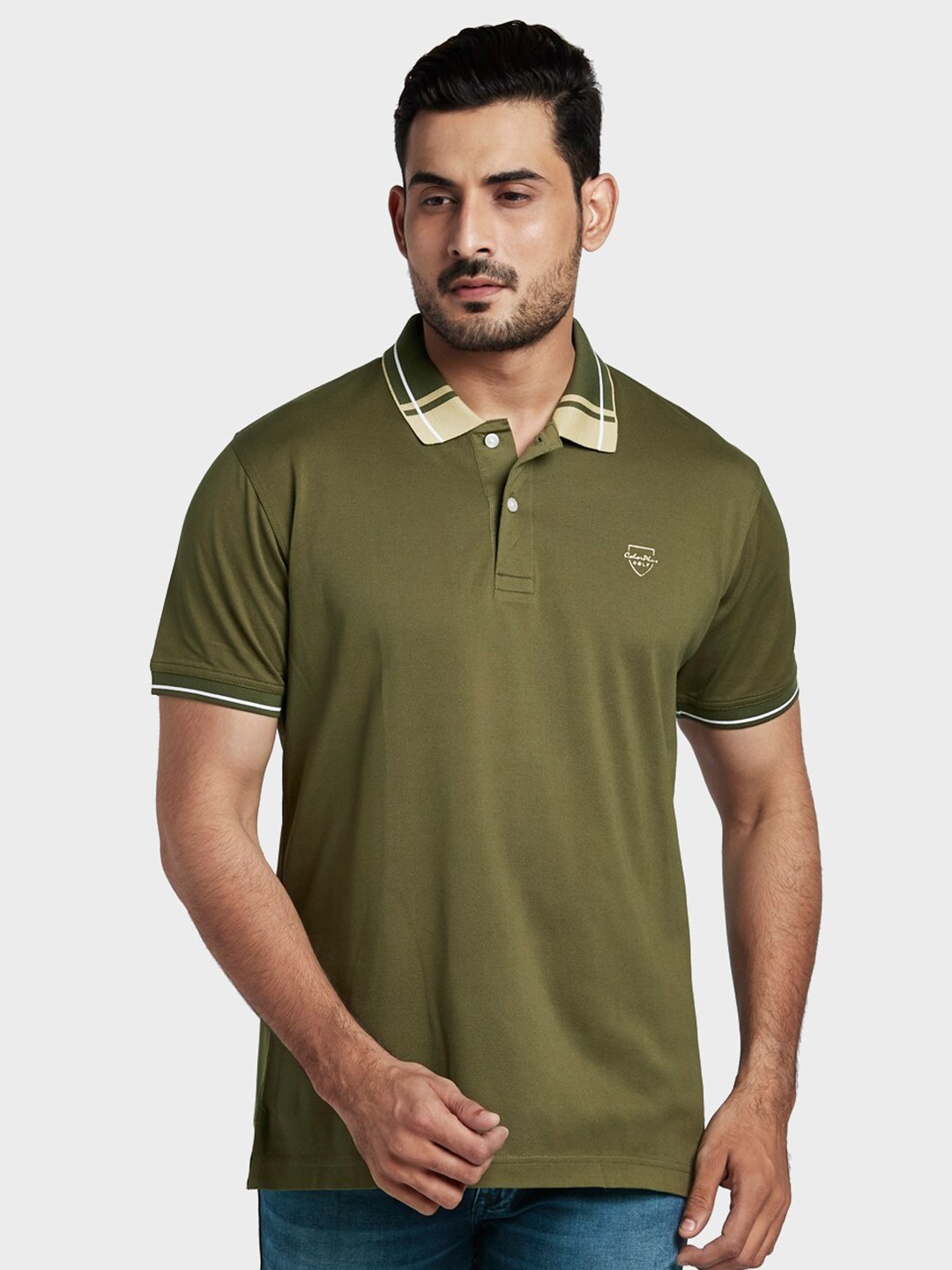 

ColorPlus Men Green Polo Collar T-shirt