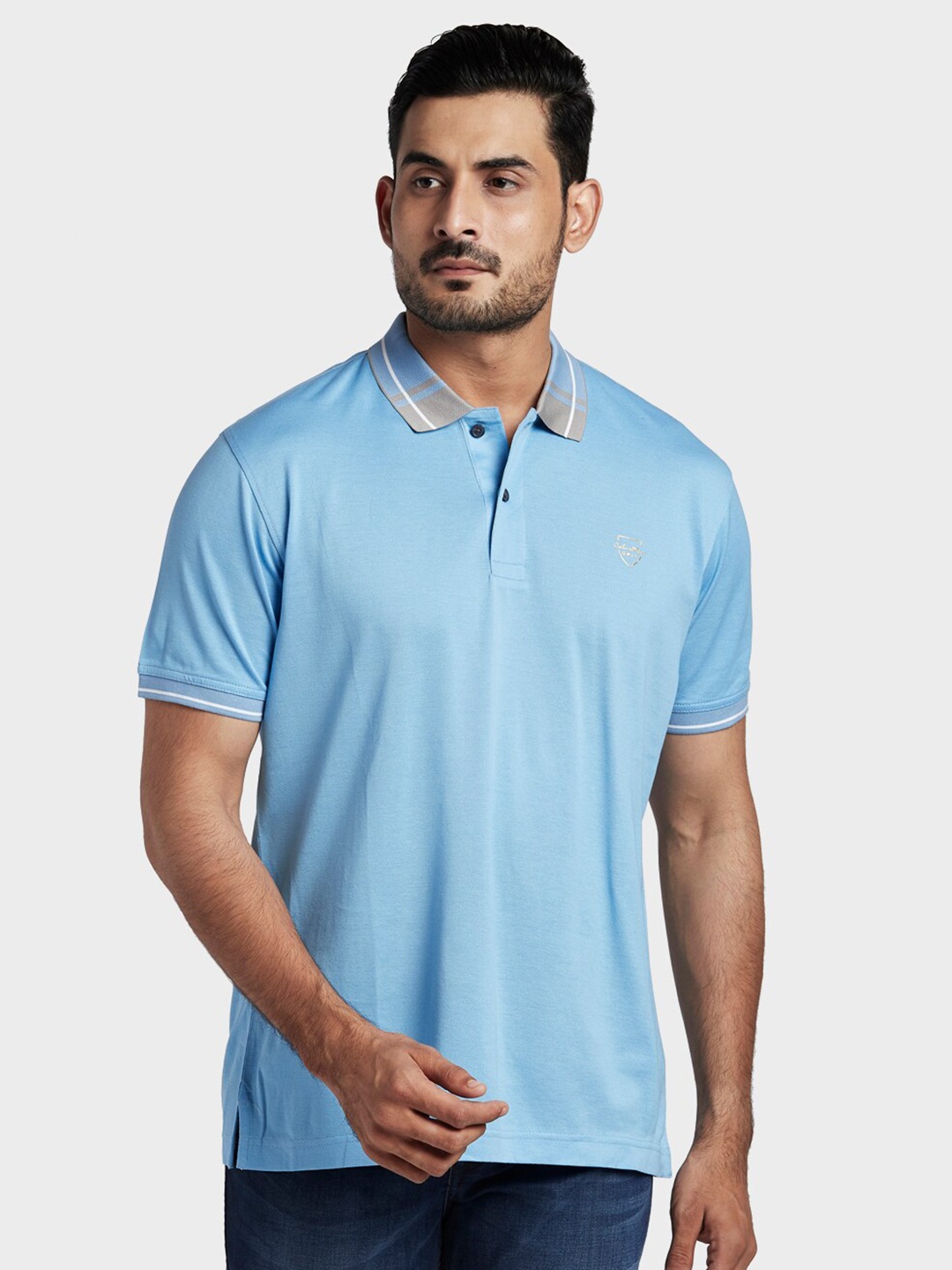 

ColorPlus Men Blue Polo Collar T-shirt