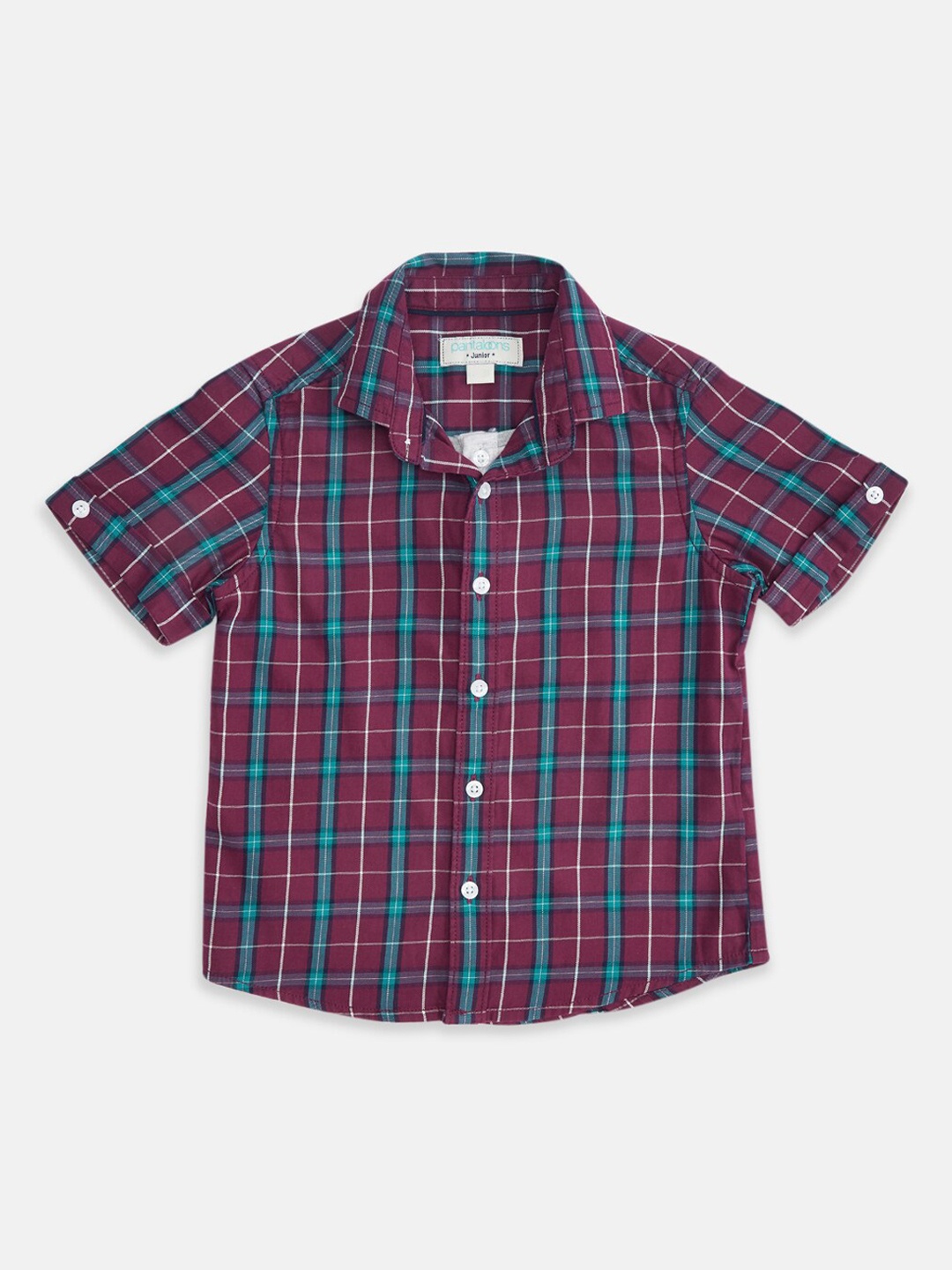 

Pantaloons Junior Boys Red Tartan Checks Opaque Checked Casual Shirt