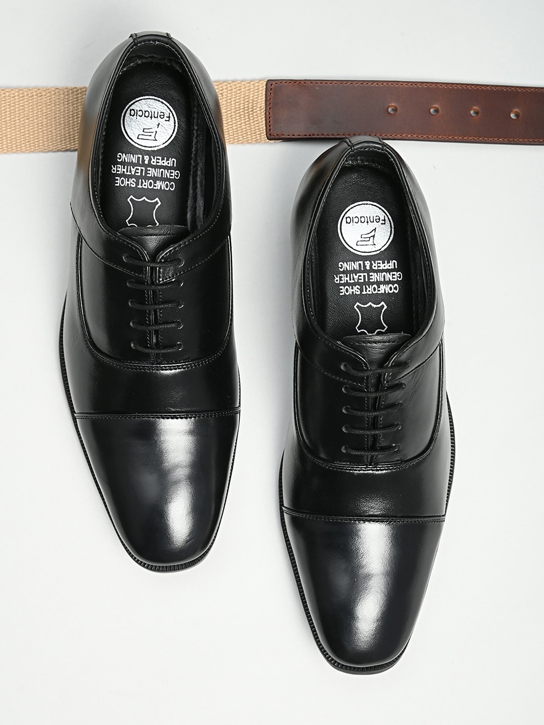 

Fentacia Men Black Genuine Leather Formal Shoes