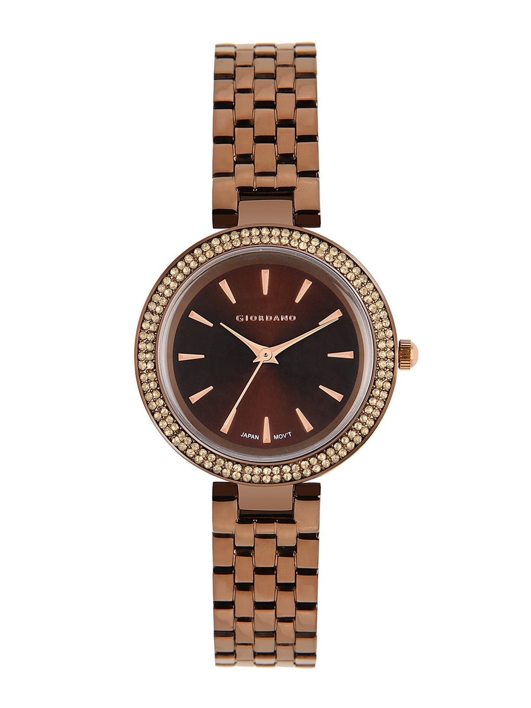 

GIORDANO Women Brown Embellished Stainless Steel Bracelet Style Analogue Watch GD-2103-33