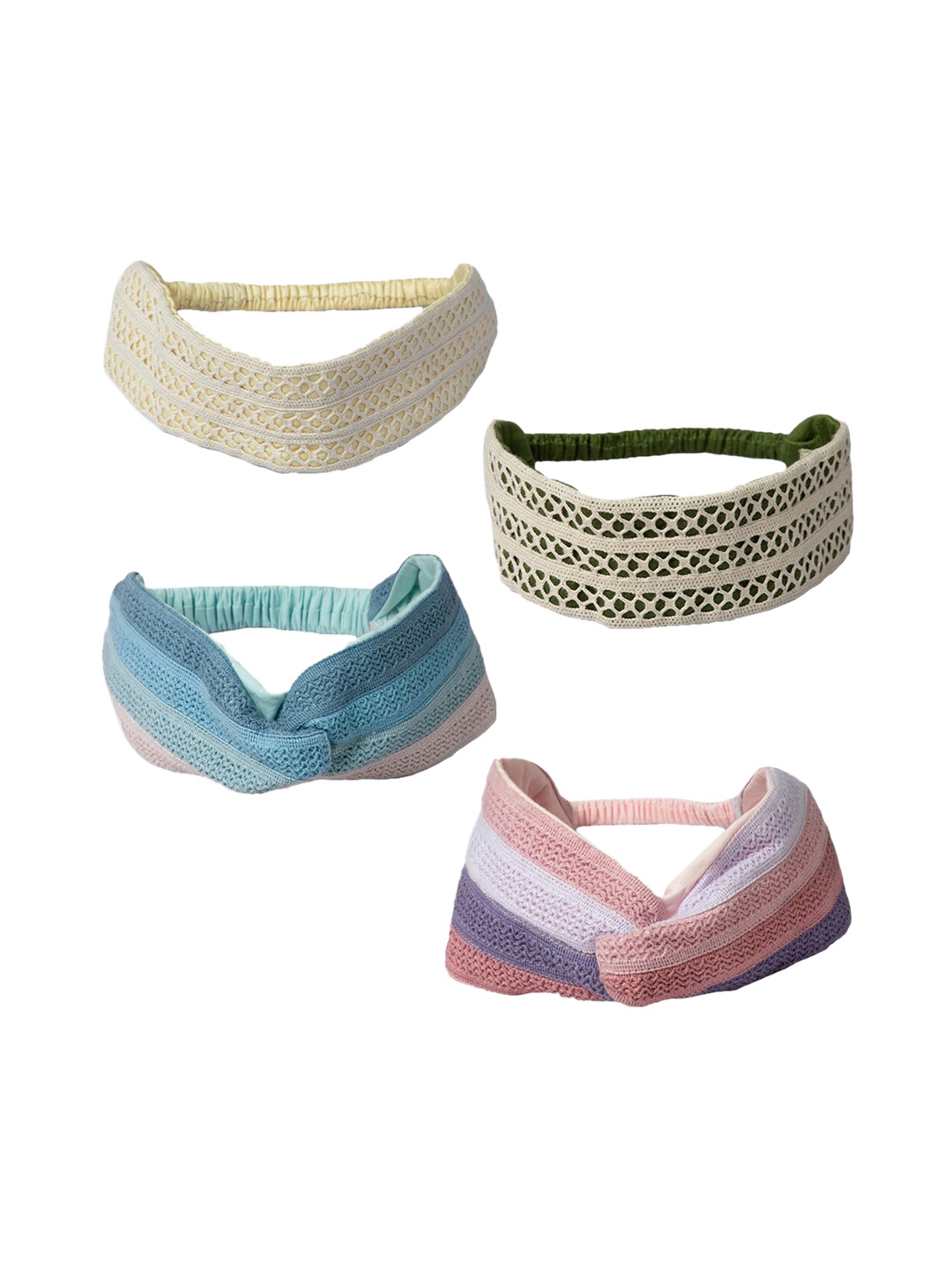 

DEEBACO Women Set of 4 Multicoloured Lace Hairband, Multi