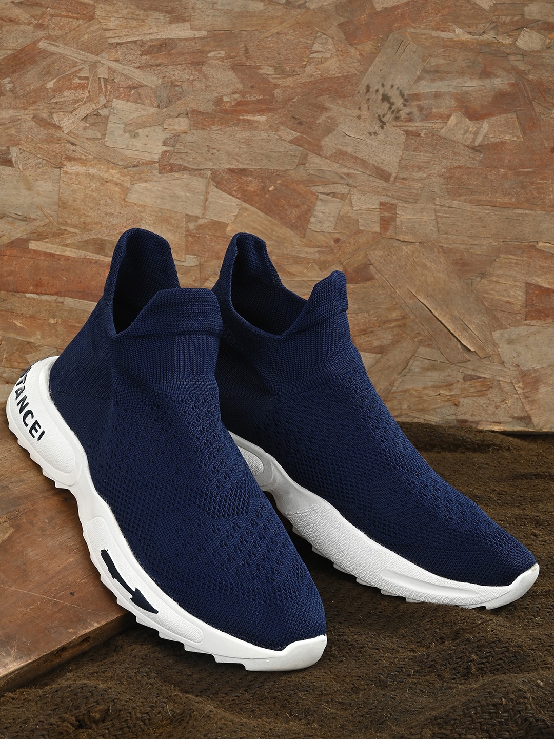 

AfroJack Men Blue Woven Design Slip-On Sneakers