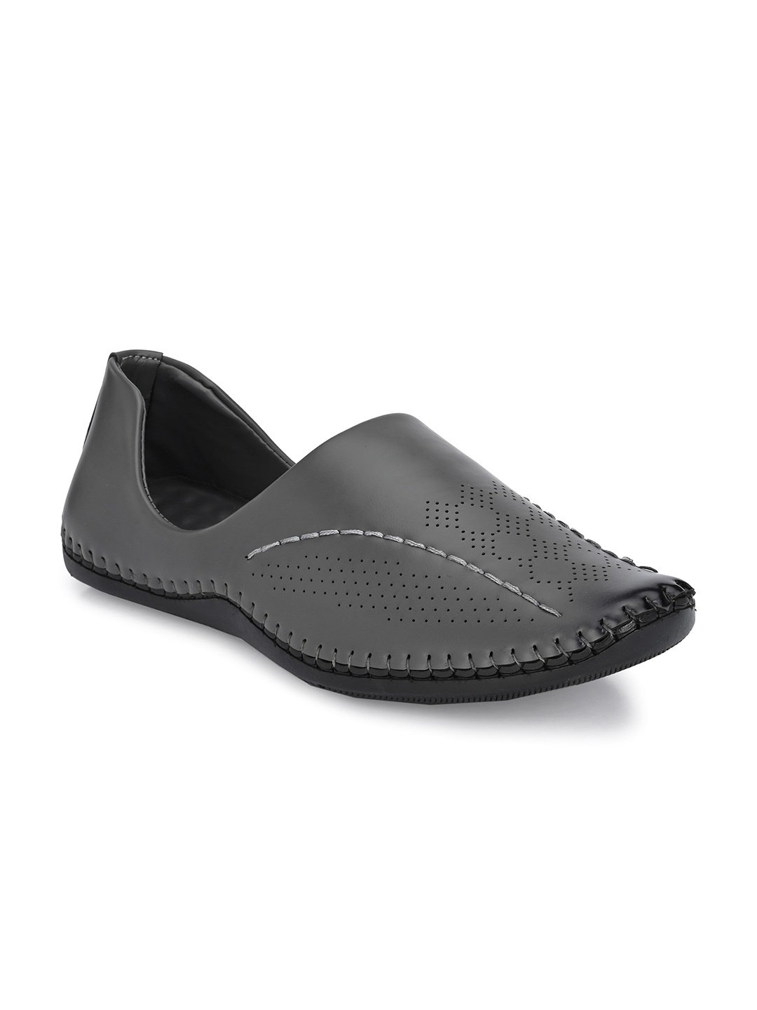 

AfroJack Men Grey Perforations Slip-On Sneakers
