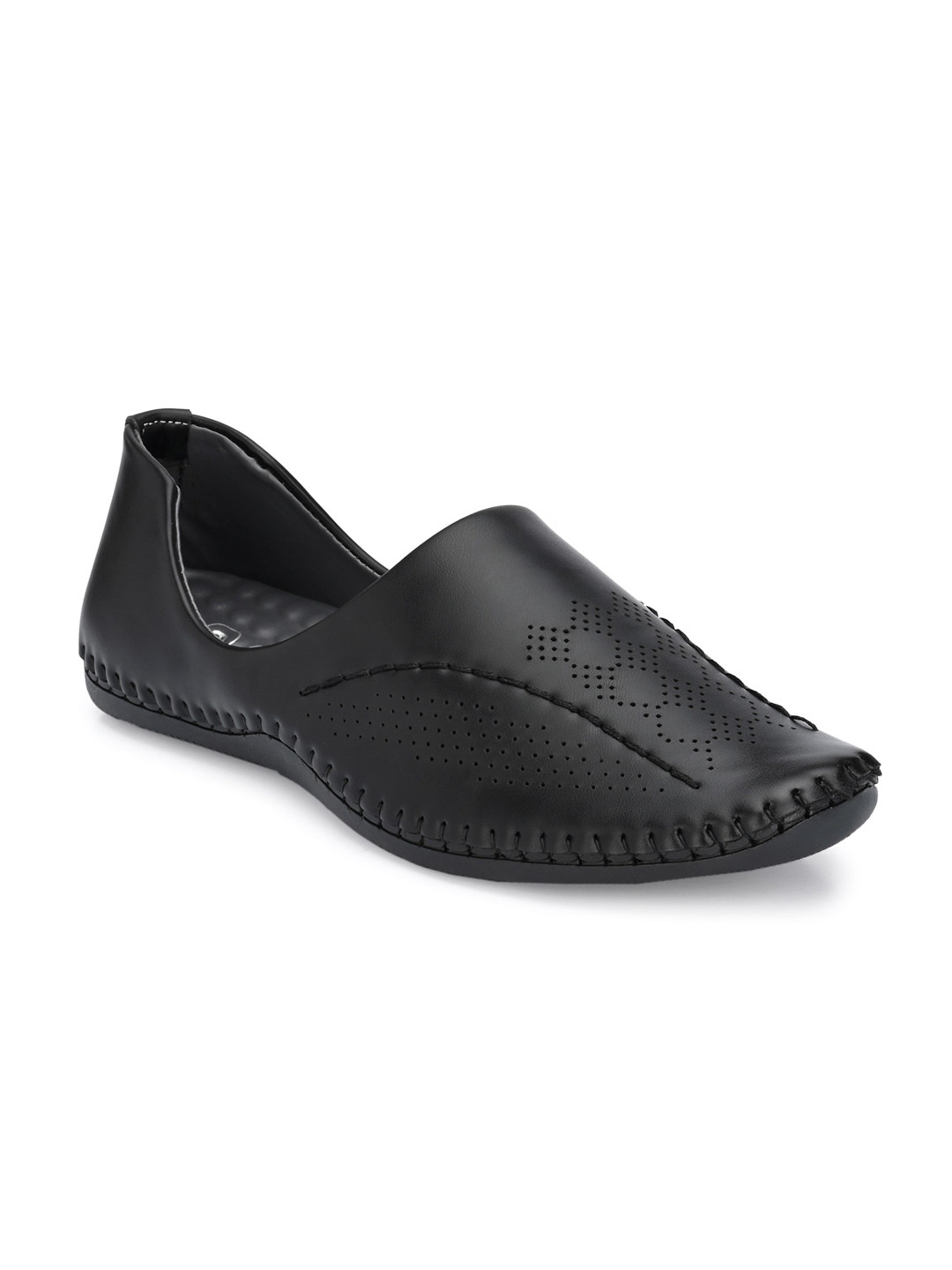 

AfroJack Men Black Perforations Slip-On Sneakers