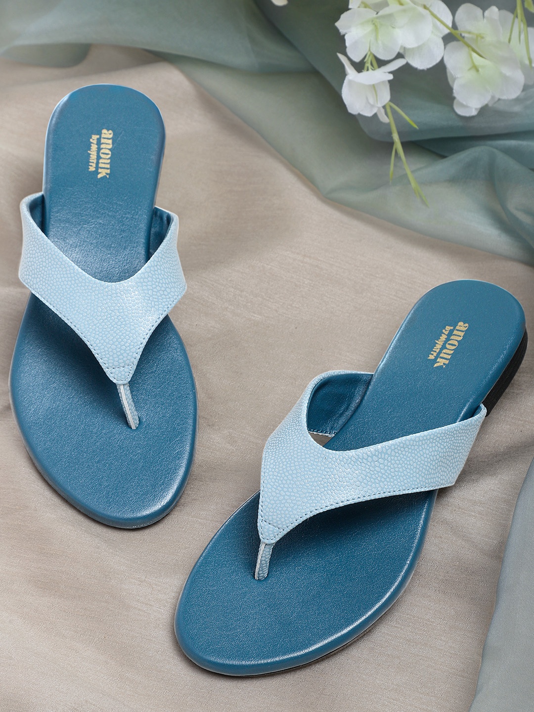 

Anouk Women Blue Textured Open Toe Flats