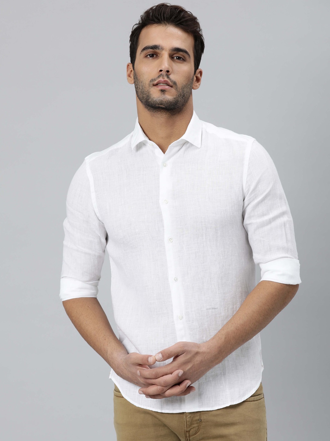 

RARE RABBIT Men White Slim Fit Opaque Cotton Casual Shirt