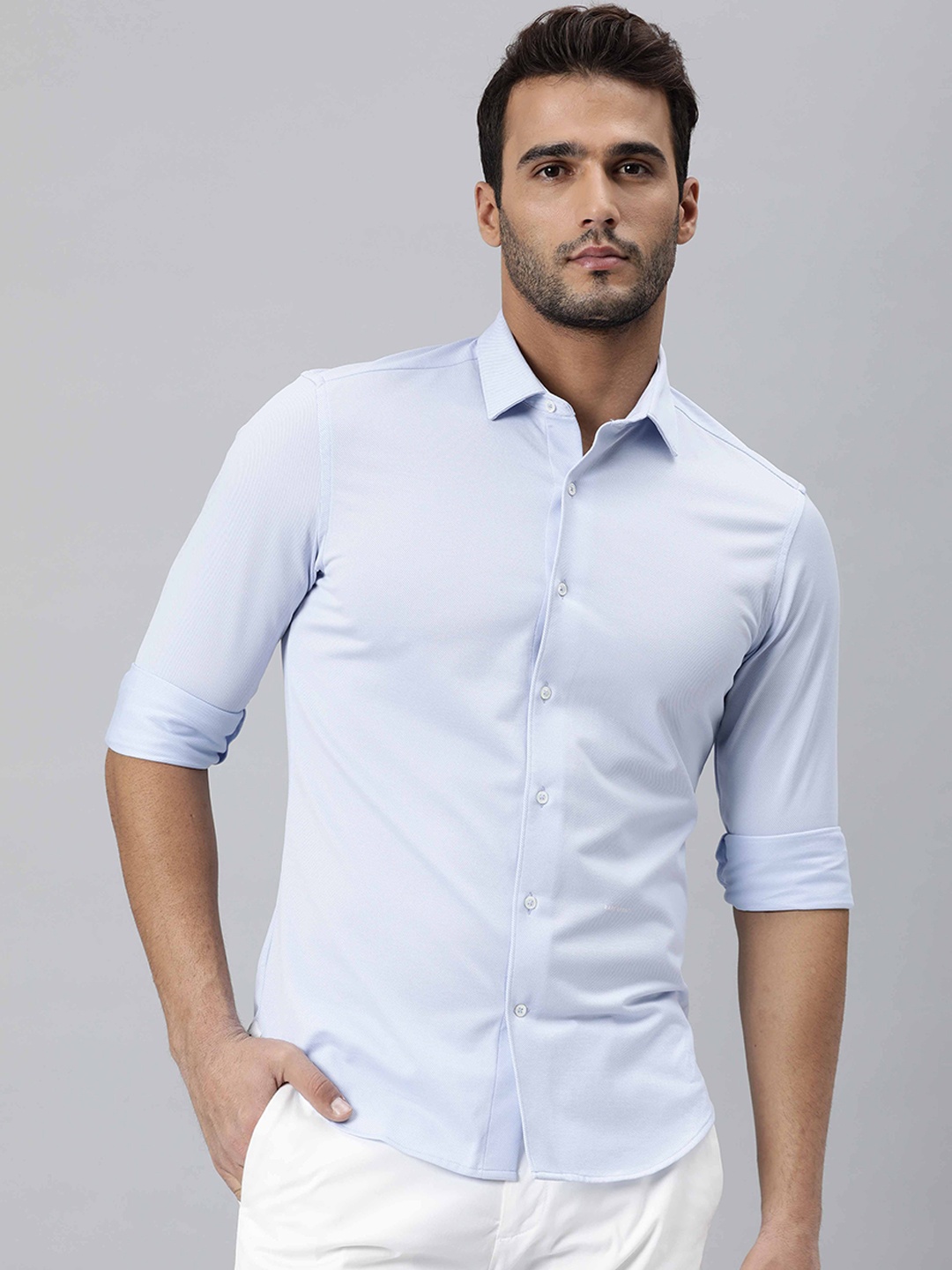 

RARE RABBIT Men Blue Slim Fit Opaque Casual Shirt