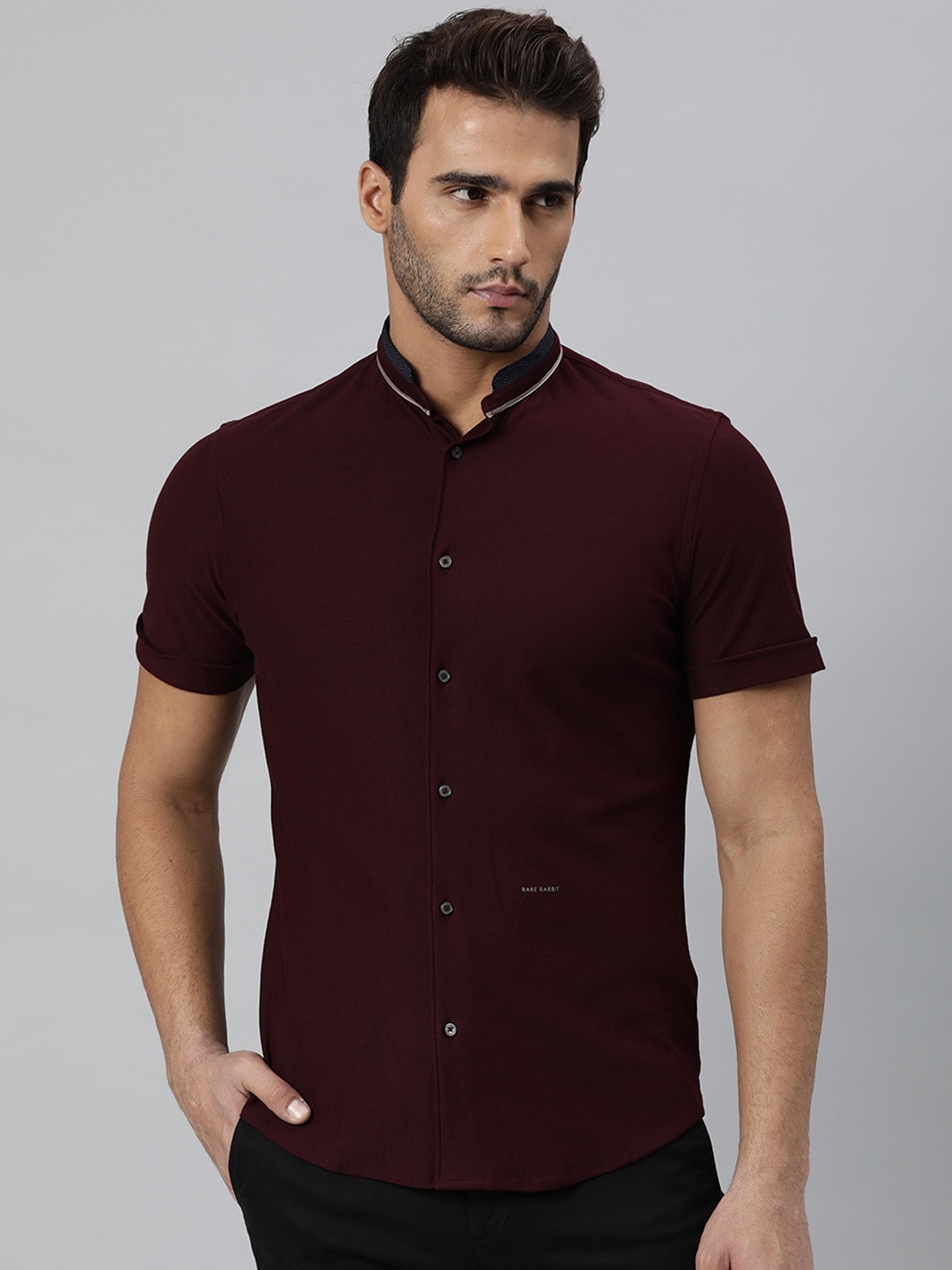 

RARE RABBIT Men Maroon Slim Fit Opaque Cotton Casual Shirt
