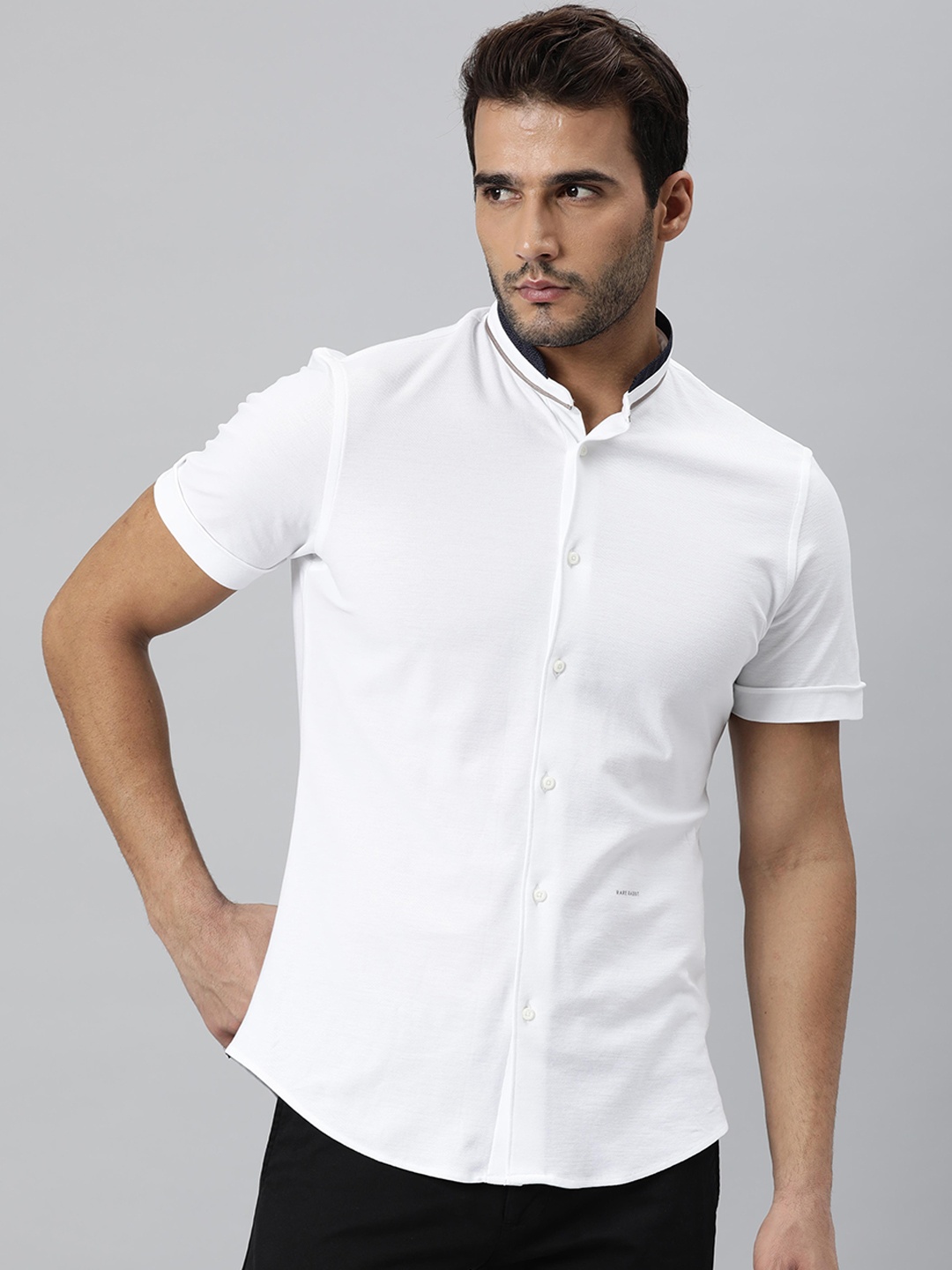 

RARE RABBIT Men White Slim Fit Opaque Cotton Casual Shirt