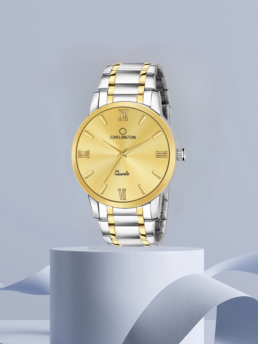 

CARLINGTON Men Gold-Toned Dial & Silver Toned Straps Analogue Watch CT-6210SG
