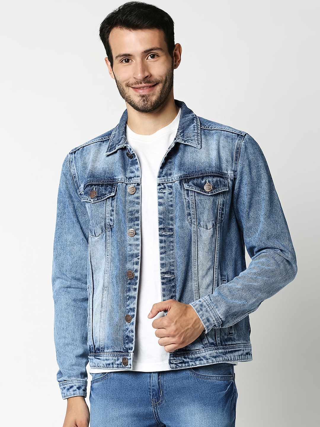 

High Star Men Blue Washed Denim Jacket