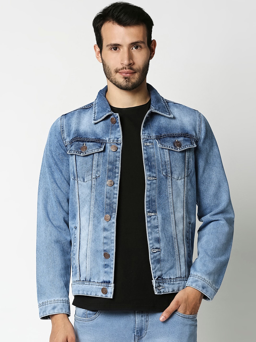 

High Star Men Blue Washed Denim Jacket