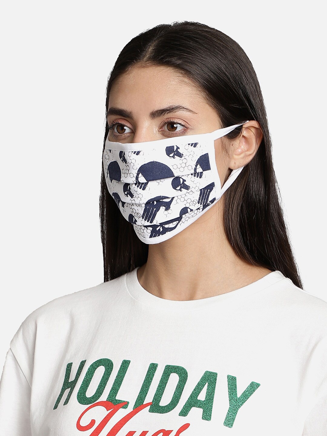 

Free Authority Unisex White & Blue Punisher Printed Reusable 3-Ply Cloth Mask