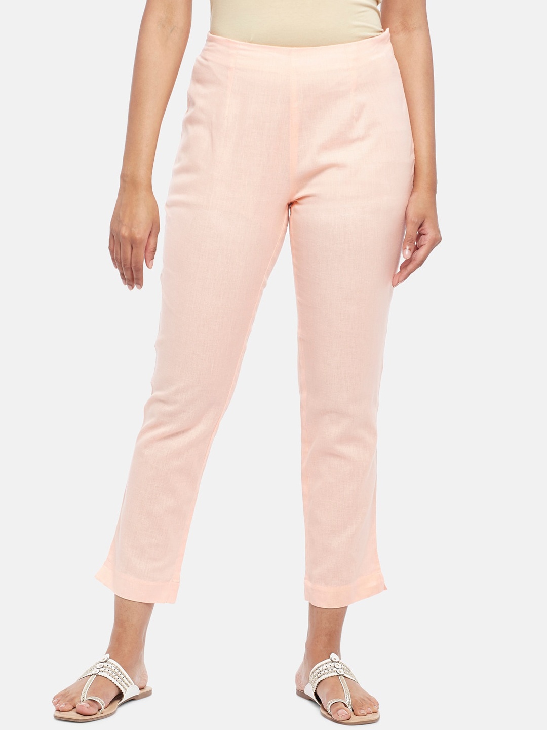 

RANGMANCH BY PANTALOONS Women Coral Trousers
