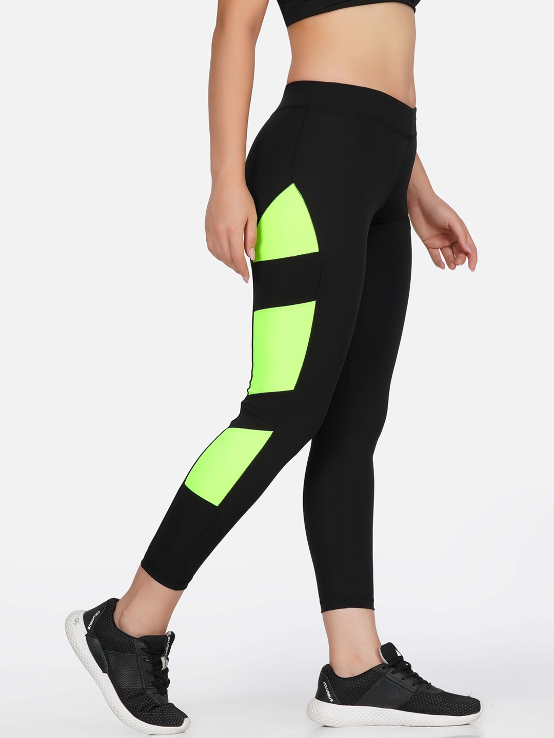 

NEU LOOK FASHION Women Black Colourblocked Gym Tights