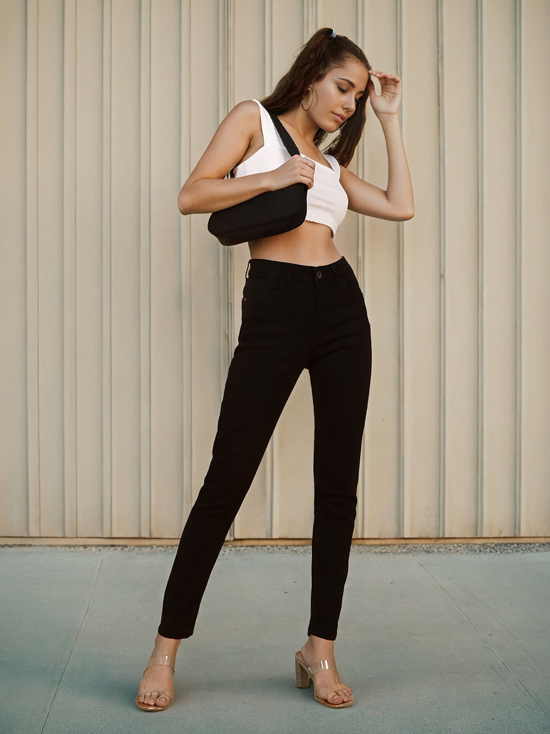

Flying Machine Women Black Veronica Skinny Fit High-Rise Stretchable Jeans