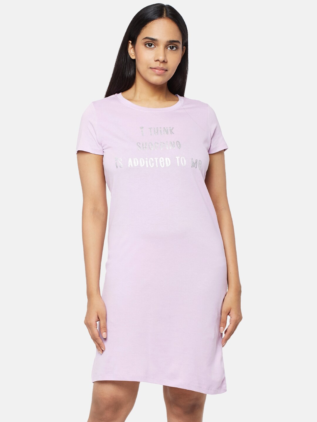 

Dreamz by Pantaloons Lavender Printed Nightdress