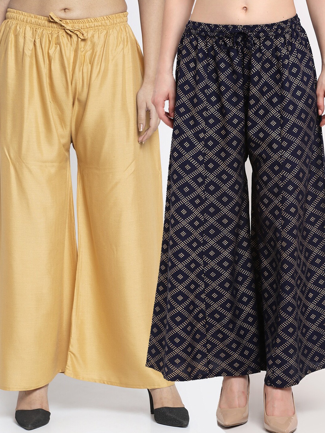 

GRACIT Women Beige & Black Pack of 2 Knitted Ethnic Palazzos