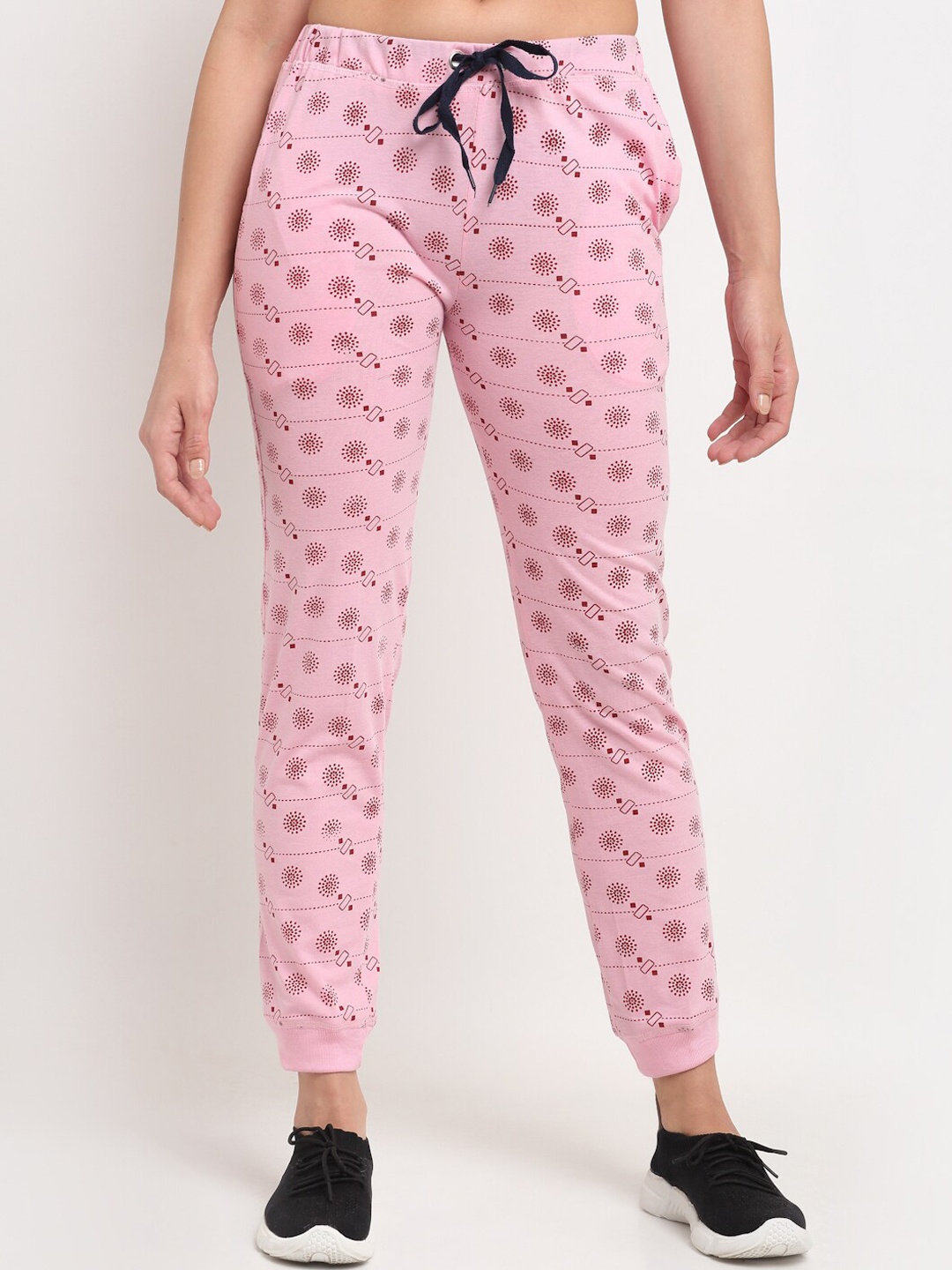 

VIMAL JONNEY Women Pink & Red Printed Cotton Joggers