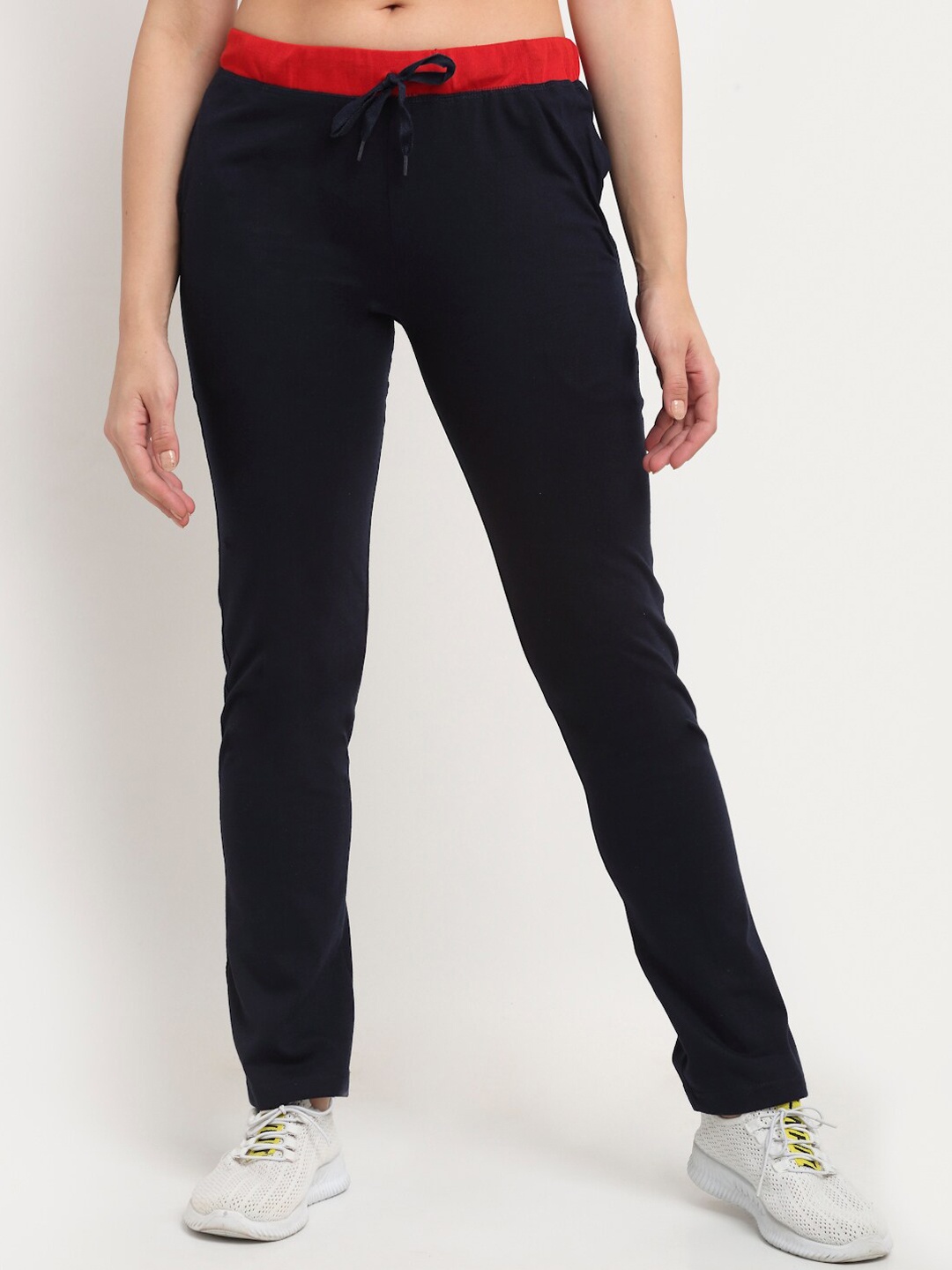 

VIMAL JONNEY Women Navy Blue Solid Track Pants