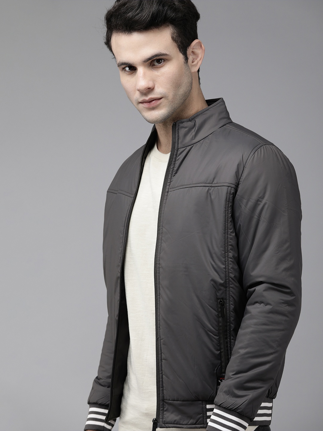 

SPYKAR Men Charcoal Insulator Sporty Jacket