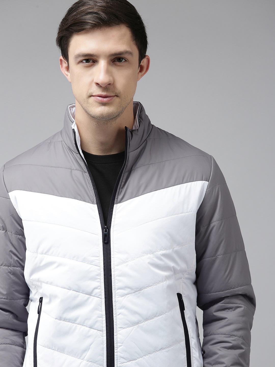 

SPYKAR Men Grey White Colourblocked Insulator Padded Jacket