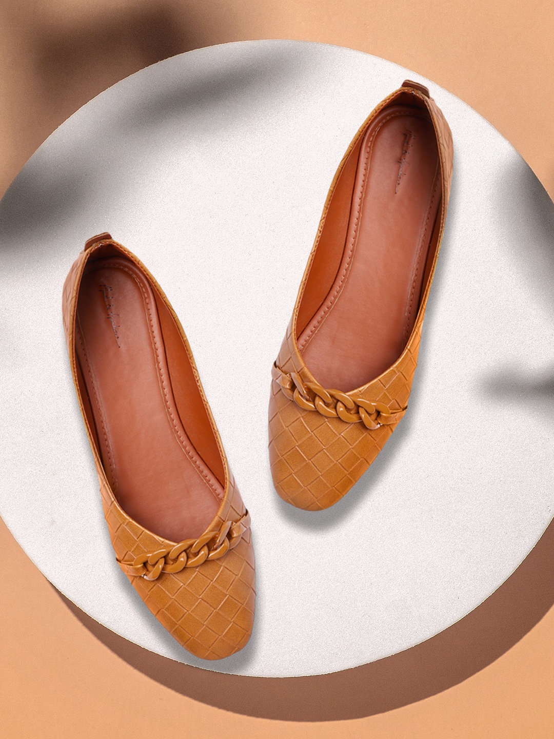 

Mast & Harbour Women Tan Brown Textured Ballerinas
