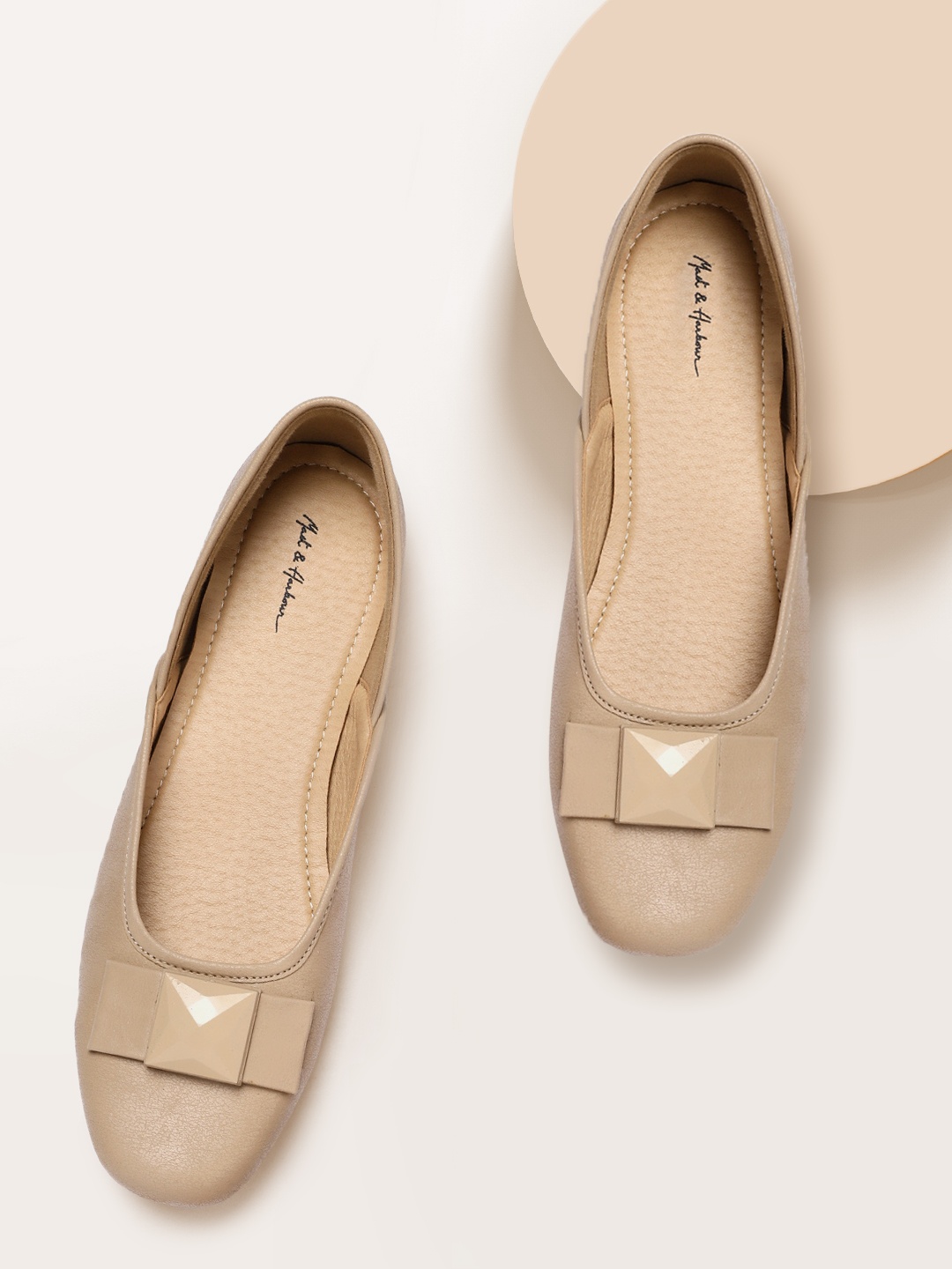 

Mast & Harbour Women Beige Solid Ballerinas
