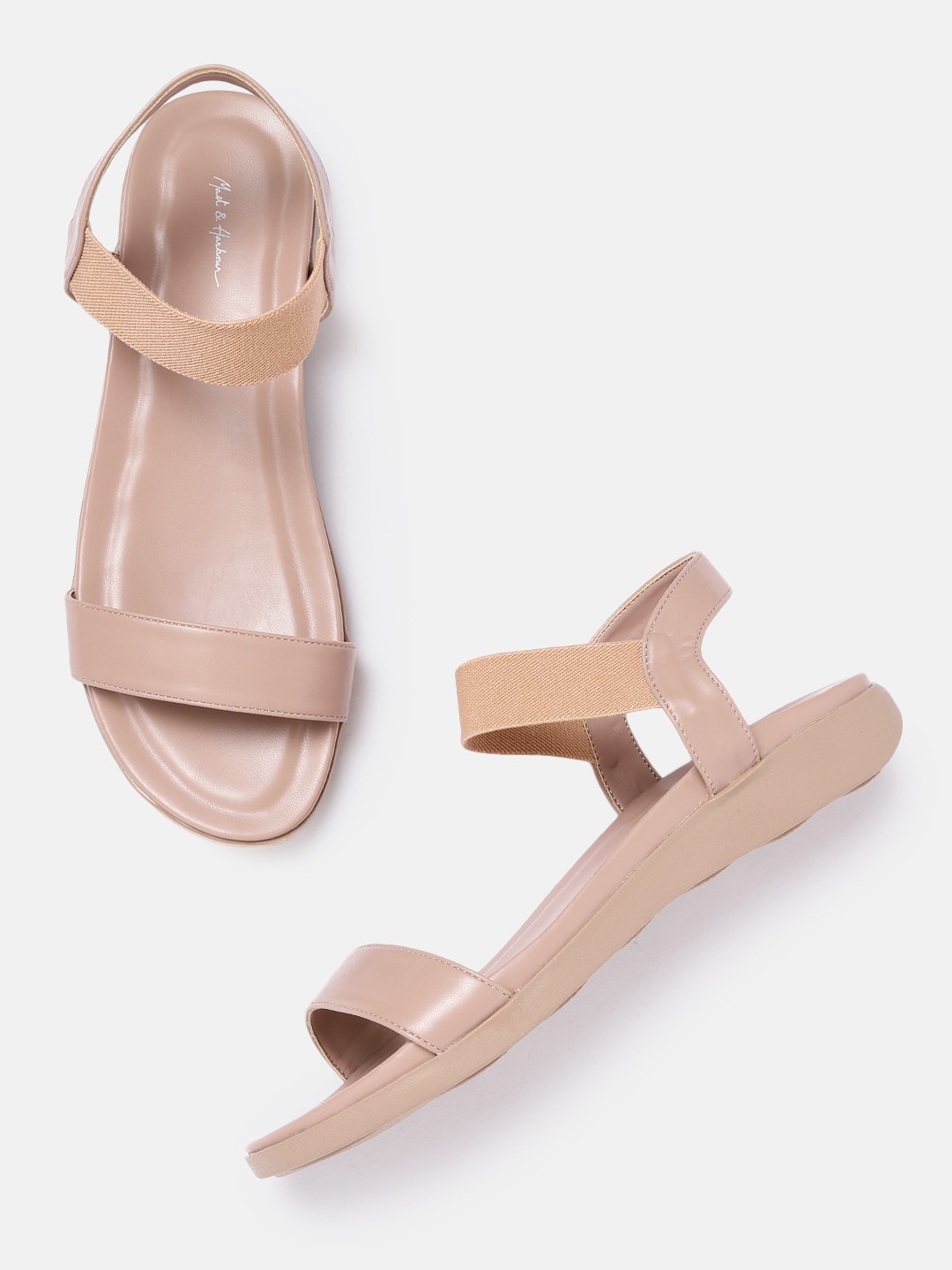 

Mast & Harbour Women Peach-Coloured Solid Open Toe Flats
